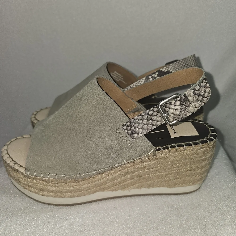 Dolce Vita Women’s Platform Espadrilles Marlo Wedge Green Suede Slingback Sz 9M